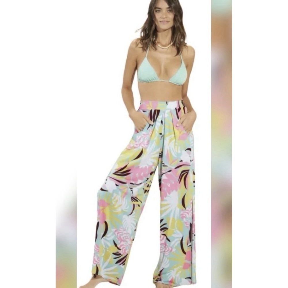 NWT Maaji Calla Lily Zuri Wide Leg Pants Blue White Floral Size L - $132 - Picture 5 of 5